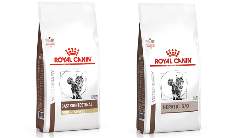 Fibre Response Feline e Hepatic Feline S/O. Créditos: Divulgação Royal Canin 