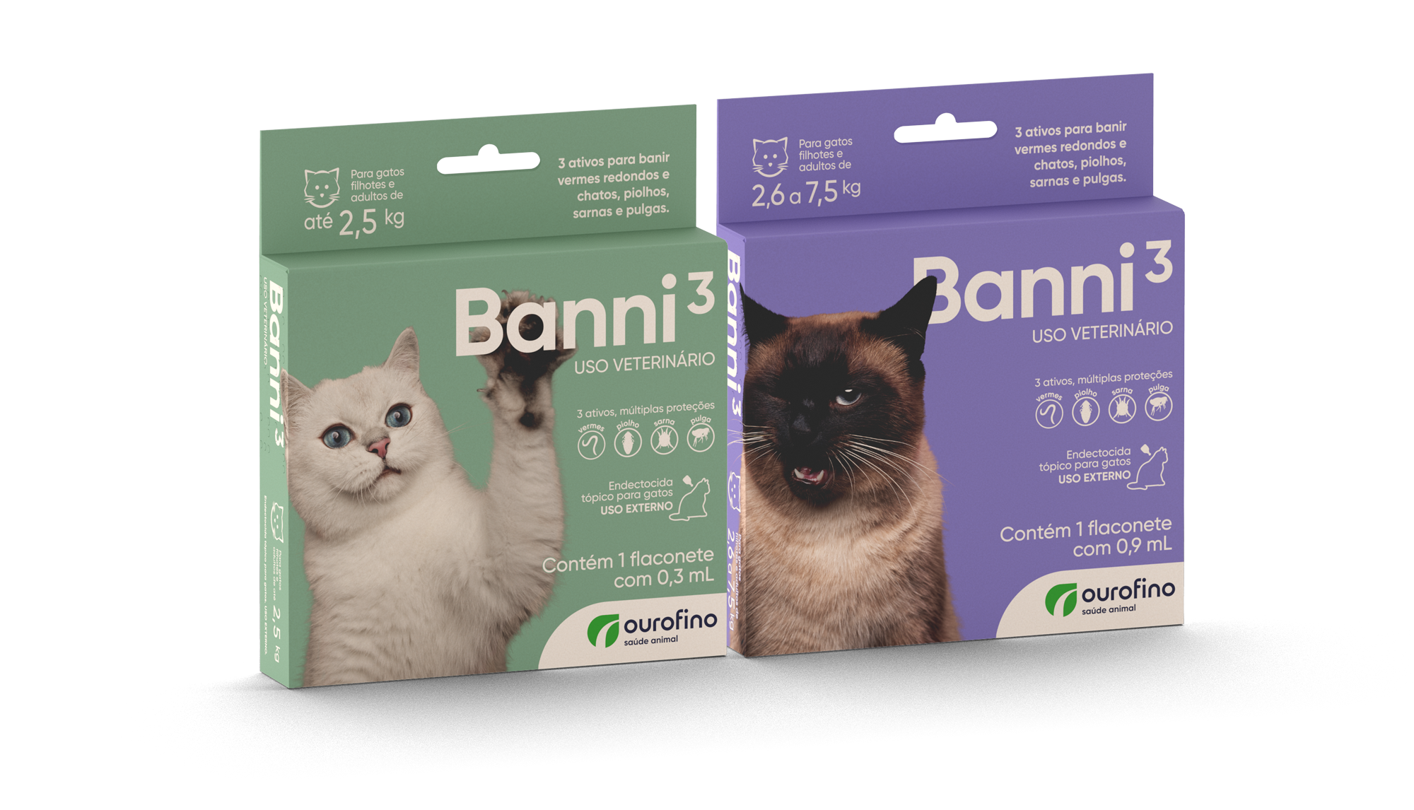 Endectocida para gatos Banni 3. Créditos: Divulgação Ourofino 