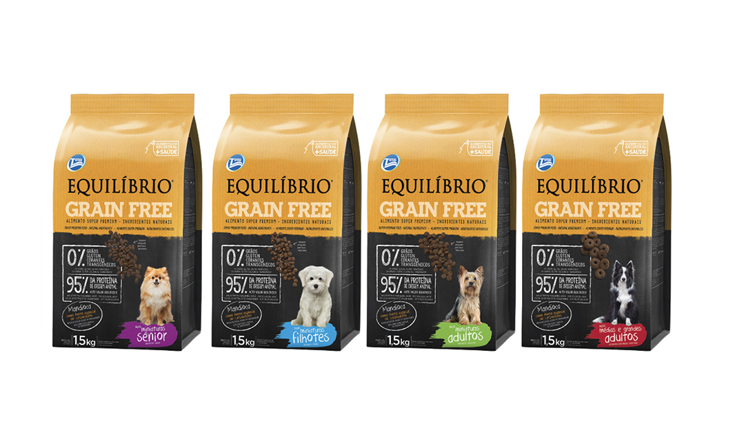 Equilíbrio Grain Free: disponível para todas
as fases da vida de cães miniaturas 